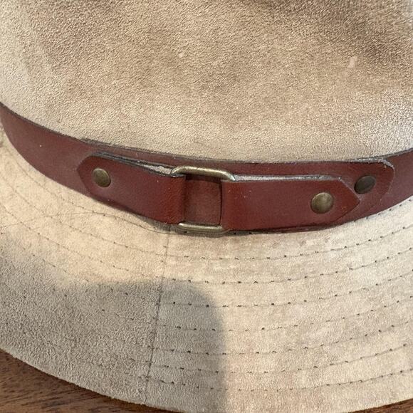 Eddie Bauer Hat Cowboy Strap Back Large Tan Brown Suede Leather Outdoor Mens - Picture 7 of 12